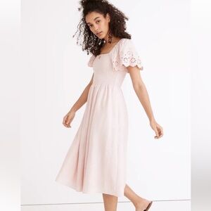 Madewell Pink Lucie Dress Flutter Sleeve Size S